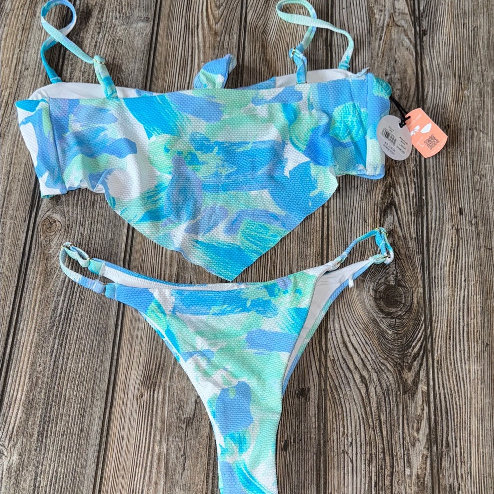 B Swim bikini NEW Blue crush Patterned large reverse